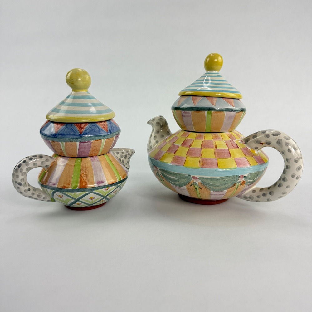 MacKenzie-Childs 1997 Vintage Hand Painted Rare HTF 6 Piece Set Wallcourt Imrie